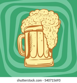 mug of foamy beer, pop art retro vector illustration