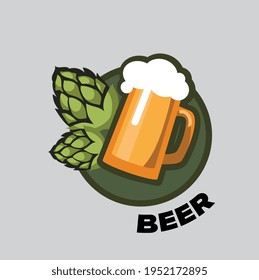 A mug of foamy beer. Vector illustration in flat style.