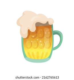 Mug de cerveza fresca aislada sobre fondo blanco - Ilustración vectorial