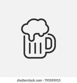 Mug of frothy beer. Simple vector icon