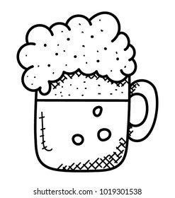 
Mug full of chilled  beer in doodle icon
