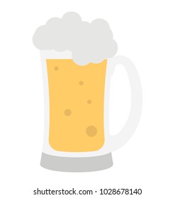 
Mug full of chilled  wine in flat icon
