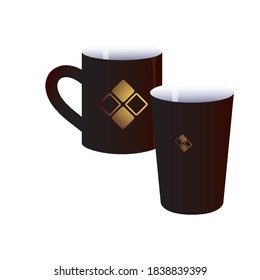 mug and glass with corporate branding image vector illustration design