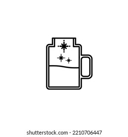 mug glass jar icon with cold water on white background. simple, line, silhouette and clean style. black and white. suitable for symbol, sign, icon or logo