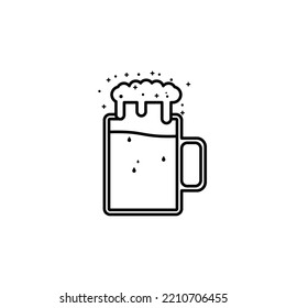 mug glass jar icon with soda foam on white background. simple, line, silhouette and clean style. black and white. suitable for symbol, sign, icon or logo