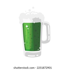 Mug of green ale on white background. St. Patrick's Day celebrat