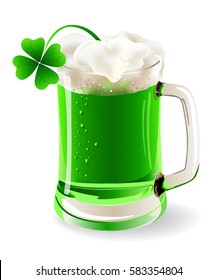 a mug of green beer for St.Patrick's day