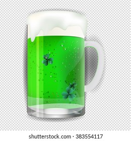 Mug of green Irish beer. St.Patrick 's Day. Vector illustration.