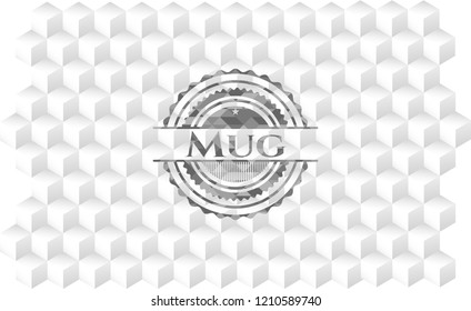 Mug grey emblem with geometric cube white background