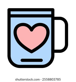 Mug with a heart - clean and modern valentines day icon.