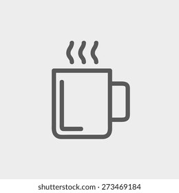 Mug of hot choco icon thin line for web and mobile, modern minimalistic flat design. Vector dark grey icon on light grey background.