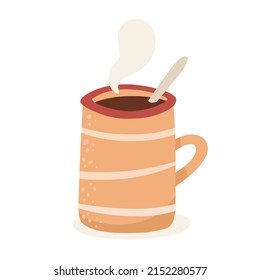 A mug of hot chocolate or coffee. Vector illustration in boho style.