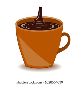 Mug of hot chocolate drink isolated on white background