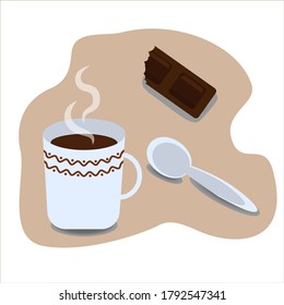 Mug with hot chocolate, great design for any purposes. Coffee drink. Home sweet home. EPS10