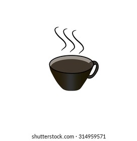 mug of hot coffee on a white background