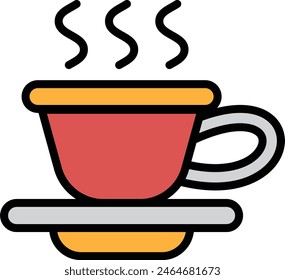 A A mug of hot coffee or hot tea icon illustration in line style