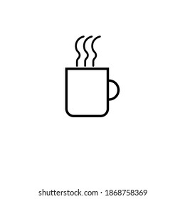 Mug with hot content sign. Warming drink