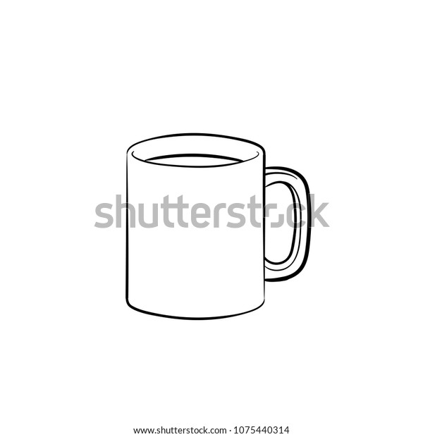 Mug Hot Drink Hand Drawn Outline Stock Vector (Royalty Free) 1075440314 ...