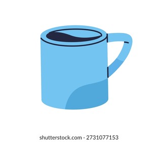 Caneca para bebida quente. Grande xícara de cerâmica com alça para bebidas quentes, chá da manhã e café. Grande ícone de utensílio, utensílios de cozinha. Ilustração de vetor plano isolada no plano de fundo branco