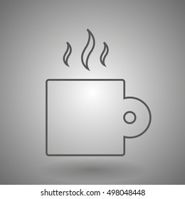 Mug of hot drink line icon for web, mobile and infographics. Vector dark grey icon isolated on light grey background