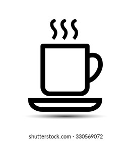 mug with hot drink on a silver platter
