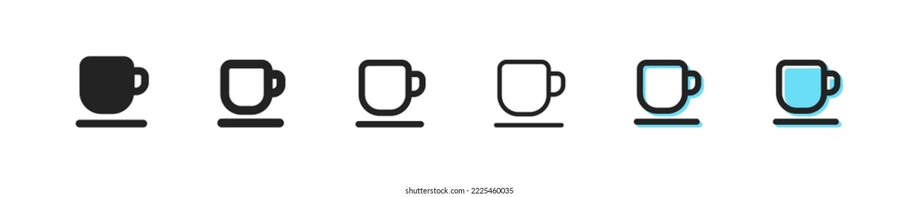 Mug with hot drink and steam set icon. Tea, coffee, cafe, break, time, have a rest, black, brew, tasty, coffee house, caffeine, breakfast, morning. Beverage concept. Vector line icon