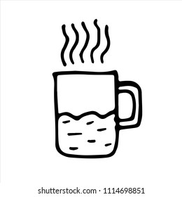 mug of hot drink vector icon sketch. isolated on white background