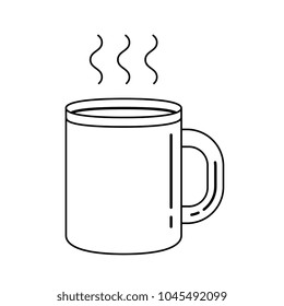 Mug of hot drink vector line icon isolated on white background. Coffee mug with steam line icon for infographic, website or app.