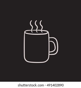 Mug of hot drink vector sketch icon isolated on background. Hand drawn Mug of hot drink icon. Mug of hot drink sketch icon for infographic, website or app.