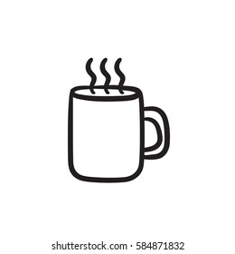 Mug of hot drink vector sketch icon isolated on background. Hand drawn Mug of hot drink icon. Mug of hot drink sketch icon for infographic, website or app.