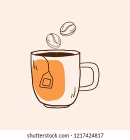 Mug of hot tea cafe icon vector