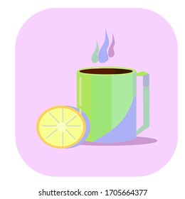 una taza de té caliente con limón
en ese momento