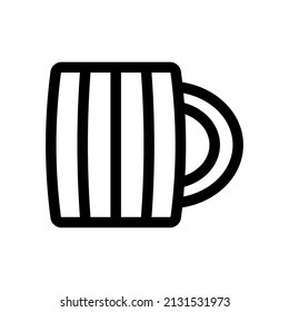 Mug icon. Black contour linear silhouette. Side view. Vector simple flat graphic illustration. Isolated object on a white background. Isolate.