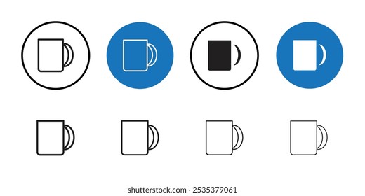 Mug icon Black line art vector logo set