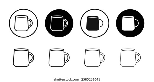 Mug icon Black line art vector logo set