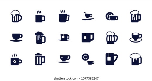 Mug icon. collection of 18 mug filled icons such as dish, tea cup, coffee cup, tea, coffee. editable mug icons for web and mobile.
