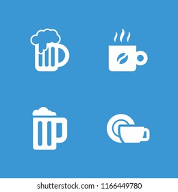 Mug icon. collection of 4 mug filled icons such as coffee. editable mug icons for web and mobile.