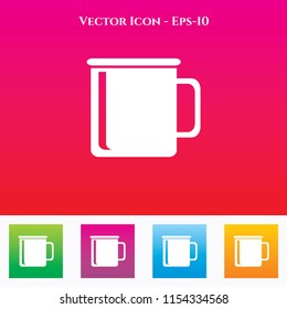 Mug Icon in Colored Square box. eps-10