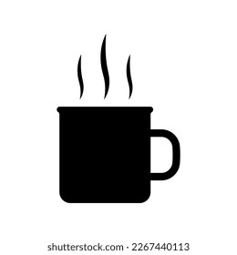 Mug icon. Cup. Black silhouette. Front side view. Vector simple flat graphic illustration. Isolated object on a white background. Isolate.