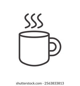 Mug Icon Depicting a Cup with Steam in Black and White