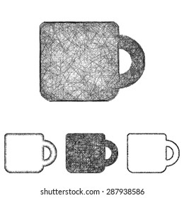 Mug icon design set - sketch line art