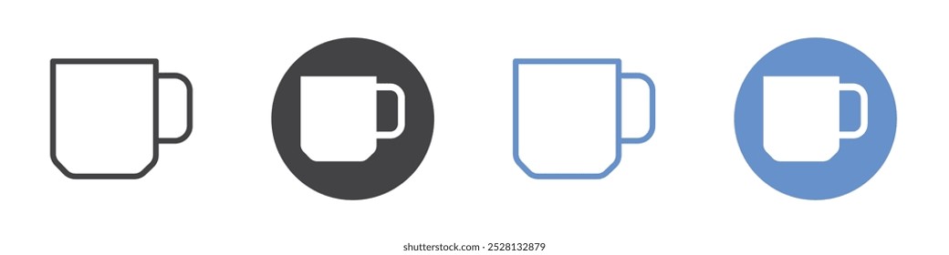Mug icon Flat art in black and white isolated