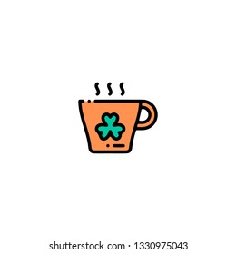 Mug icon, flat design line art thin style. Saint Patrick's Day vector illustration