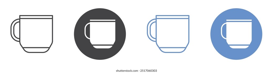 Conjunto de símbolos de línea plana de icono de taza.