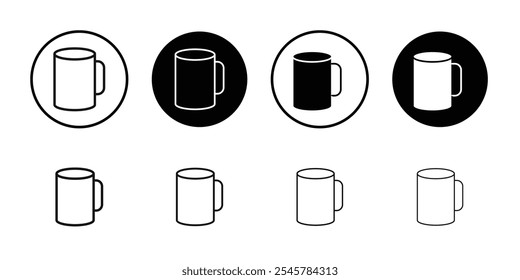 Mug icon flat line symbol set.