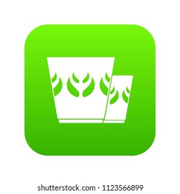 Mug icon green vector isolated on white background