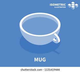Mug icon. Isometric template for web design in flat 3D style. Vector illustration.
