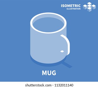 Mug icon. Isometric template for web design in flat 3D style. Vector illustration.