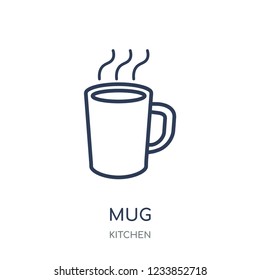 mug icon. mug linear symbol design from Kitchen collection. Simple outline element vector illustration on white background