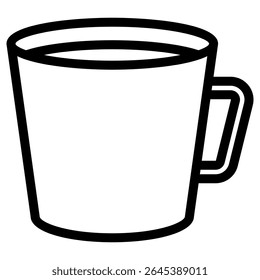 mug icon in outline style. Line art